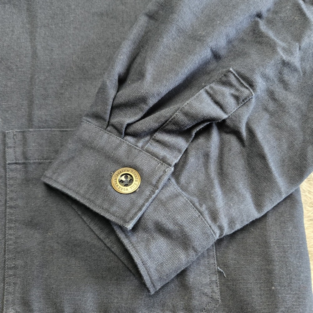 Jones of Boerum Hill Mens Navy Blue Canvas Chore Coat Mandarin Collar Jacket XL - Picture 9 of 10